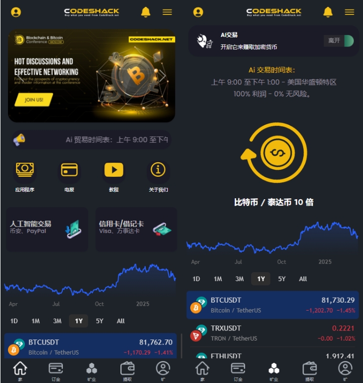 A2487ai量化投资源码 海外版区块链理财交易所源码 ai交易源码-久丫丫资源网