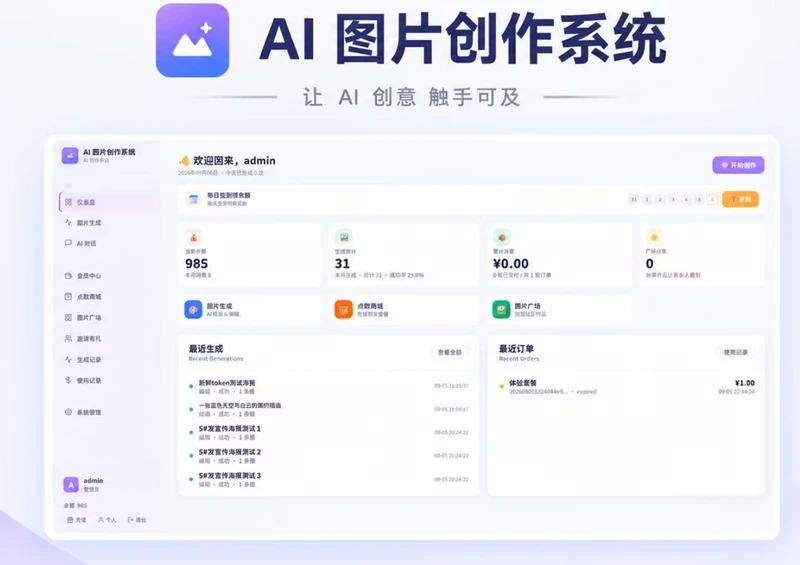  AI 图片创作系统（免费无授权版）-久丫丫资源网